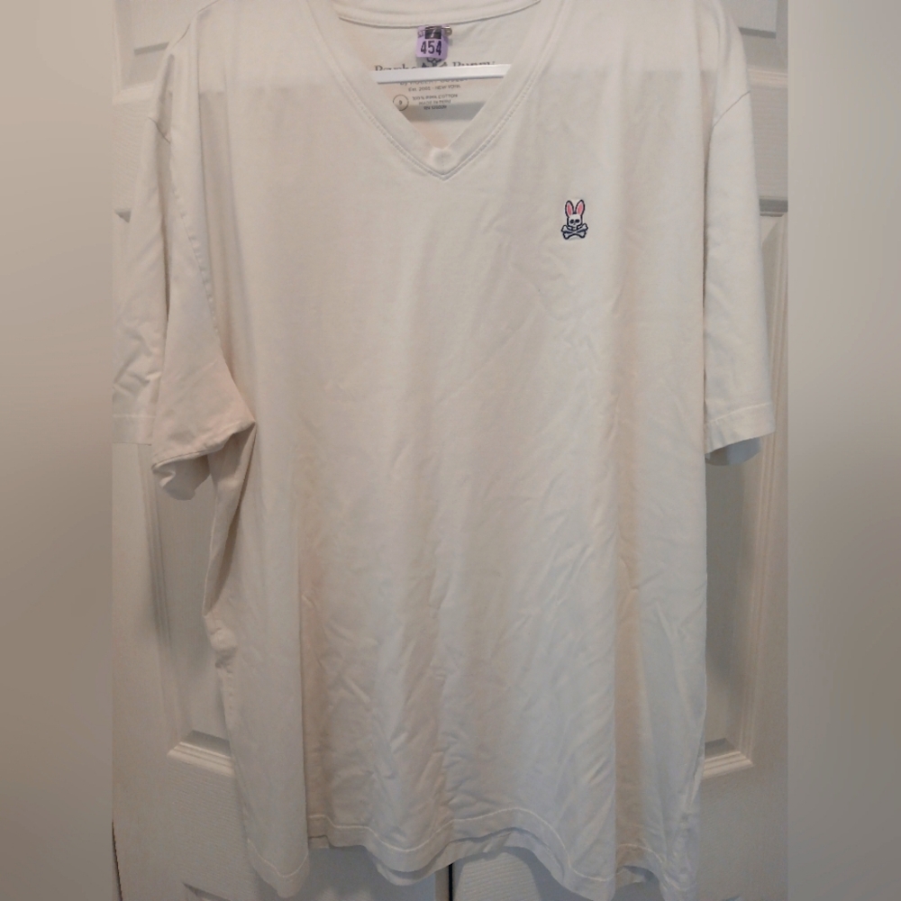 Psycho Bunny Men's White V-Neck T-Shirt